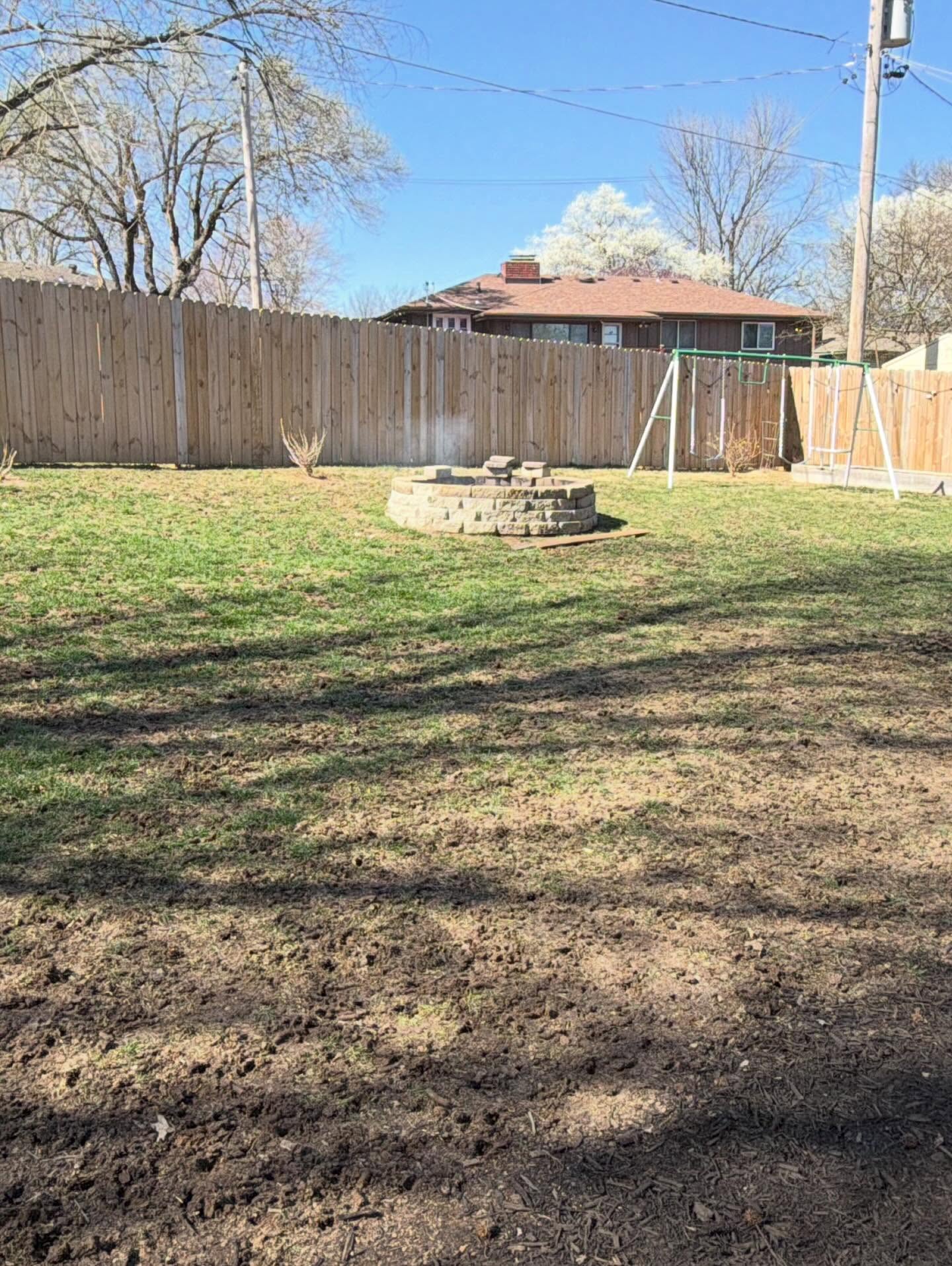 Freshly aerated lawn in Kansas City